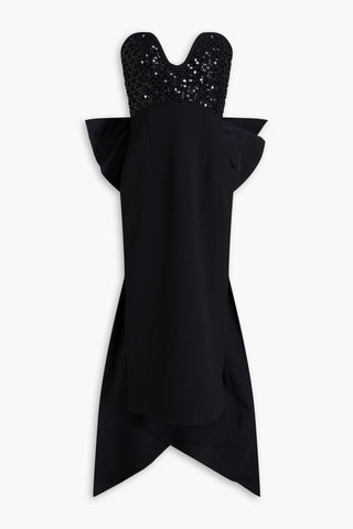 REBECCA VALLANCE MARIE STRAPLESS BOW-DETAILED EMBELLISHED CREPE MIDI DRESS - Size 8