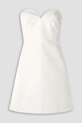 CAROLINA HERRERA STRAPLESS BEAD-EMBELLISHED SILK-FAILLE MINI DRESS - Size 16