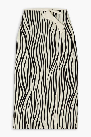 VALENTINO GARAVANI ZEBRA-PRINT WOOL-BLEND MIDI WRAP SKIRT - Size 38