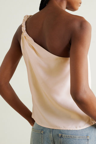 LOULOU STUDIO ADIRAN ONE-SHOULDER TWISTED SILK-TWILL TOP - Size L