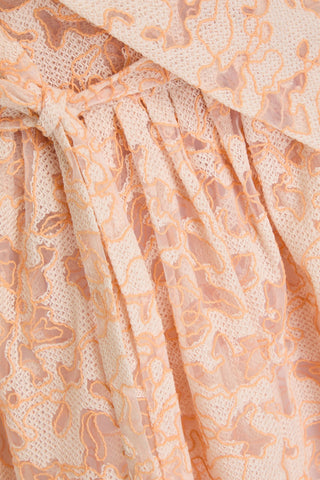 STINE GOYA LILIAN EMBROIDERED ORGANZA MIDI WRAP DRESS - Size M