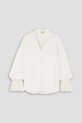L'AGENCE SHYLA LACE-TRIMMED SILK-CHIFFON BLOUSE - Size S