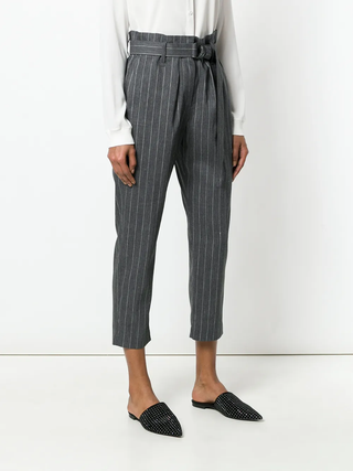 Brunello Cucinelli Brunello Cucinelli Pinstripe High-Waist Belted Tapered Trousers