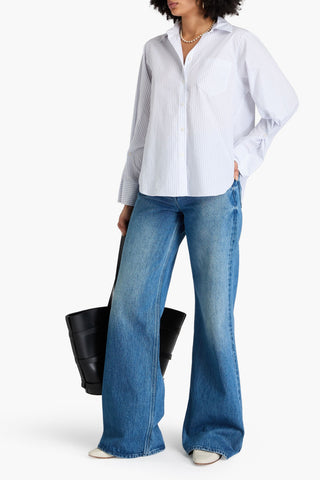DEREK LAM WESLEY STRIPED COTTON-POPLIN SHIRT - Size M