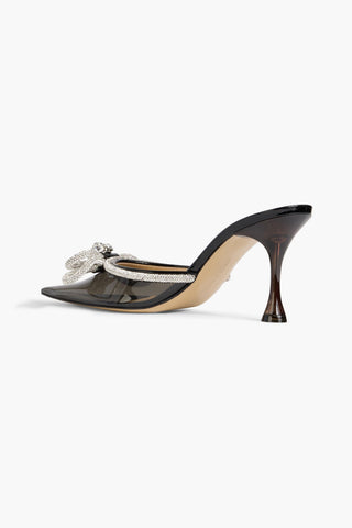 MACH & MACH DOUBLE BOW CRYSTAL-EMBELLISHED LEATHER AND PVC MULES - Size 39.5