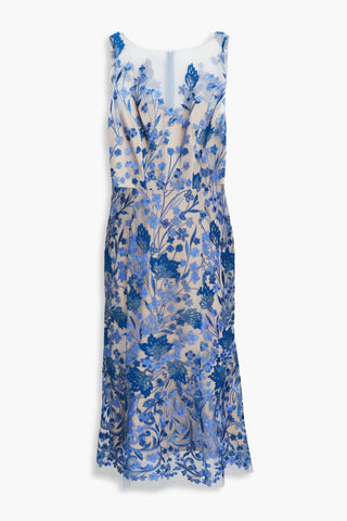 MARCHESA NOTTE EMBROIDERED TULLE DRESS - Size 14