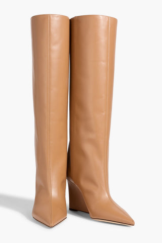 JIMMY CHOO BLAKE 85 LEATHER WEDGE KNEE BOOTS - Size 39