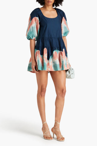 SIMKHAI BAYLEE CUTOUT PRINTED COTTON MINI DRESS - Size XS