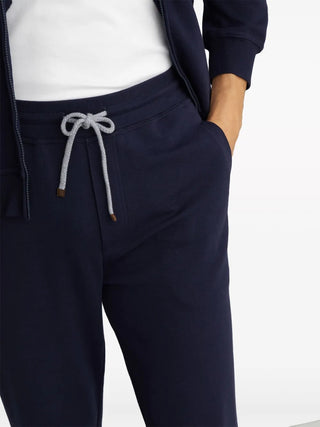 Brunello Cucinelli Cotton-Blend Drawstring Jogger Trousers Cobalt Blue
