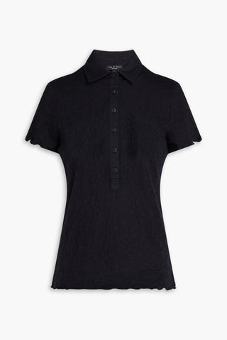 RAG & BONE GEMMA JACQUARD-KNIT POLO SHIRT - Size M