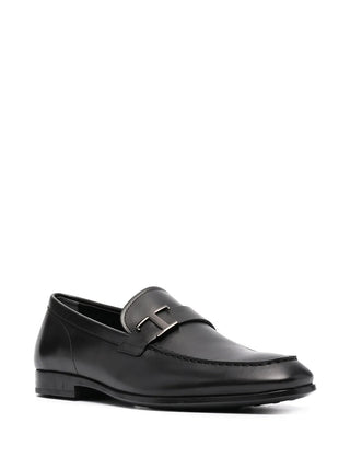 Tods Smooth Leather Metal Buckle Loafers