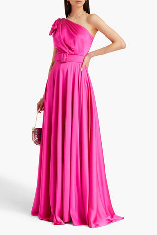 RHEA COSTA KIRA BELTED SATIN GOWN - Size 42