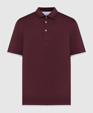 Brunello Cucinelli Cotton Red Polo Shirt with Contrast Trim