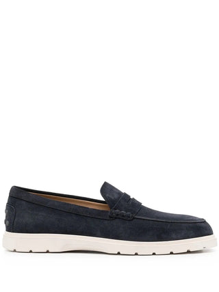 Tods Suede Penny Loafers with Lug Sole