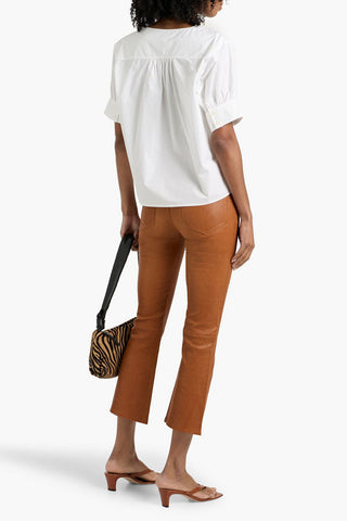 FRAME GATHERED COTTON-POPLIN TOP - Size L