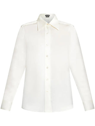 Tom Ford Silk Point-Collar Button-Down Shirt White