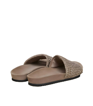 Brunello Cucinelli Embossed Sequin Leather Slide Slippers New Ice