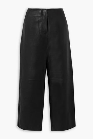 TOTEME PANELED LEATHER WIDE-LEG PANTS - Size 34