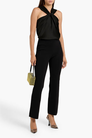 SIMKHAI RIA KNIT-PANELED TWISTED SATIN TOP - Size M