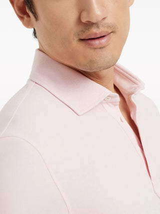 Brunello Cucinelli Cotton Piqué Three-Button Polo Shirt Pale Pink