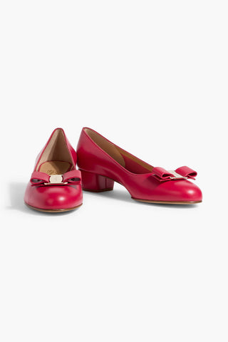 FERRAGAMO VARA BOW-DETAILED LEATHER PUMPS - Size 8