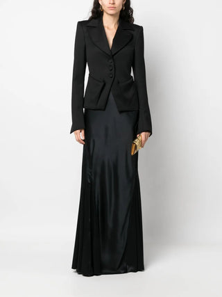 Tom Ford Crepe Fitted Peplum Blazer with Flap Pockets