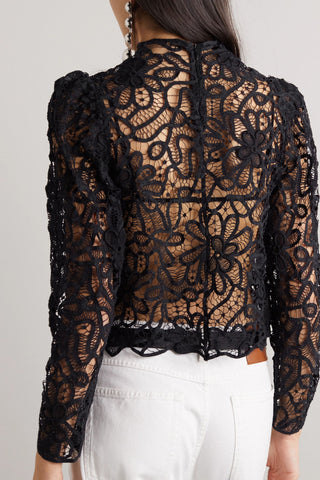 ISABEL MARANT NELINE COTTON GUIPURE LACE TOP - Size 34