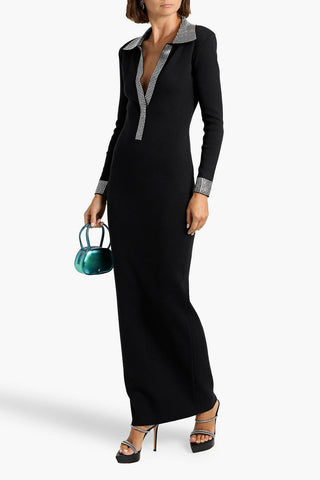 RETROFÊTE SHAREEN CRYSTAL-EMBELLISHED COTTON AND CASHMERE-BLEND MAXI DRESS - Size S