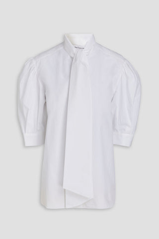 ANOTHER TOMORROW PUSSY-BOW COTTON-POPLIN SHIRT - Size 40
