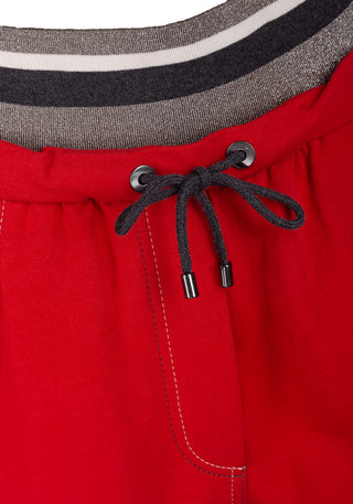 Brunello Cucinelli Cotton-Blend Contrast Stitch Drawstring Joggers Red
