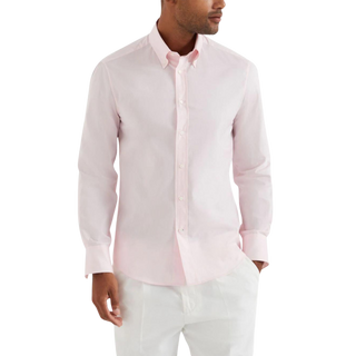 Brunello Cucinelli Cotton Long-Sleeve Button-Down Collar Shirt Light Pink