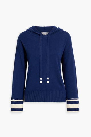 CHINTI & PARKER AHOY EMBROIDERED STRIPED WOOL AND CASHMERE-BLEND HOODIE - Size M