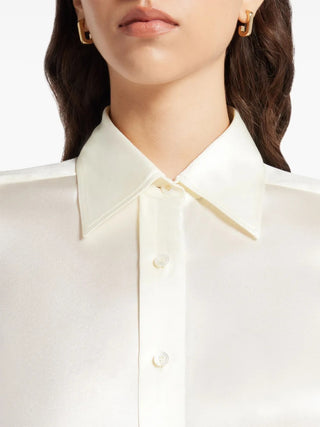 Tom Ford Silk Point-Collar Button-Down Shirt White