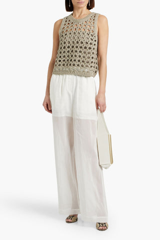 BRUNELLO CUCINELLI COTTON-ORGANDIE WIDE-LEG PANTS - Size 36