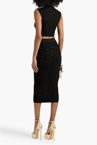 BALMAIN JACQUARD-KNIT MIDI SKIRT - Size 36