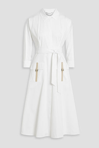 MAX MARA SIBARI COTTON-BLEND POPLIN MIDI SHIRT DRESS - Size 48