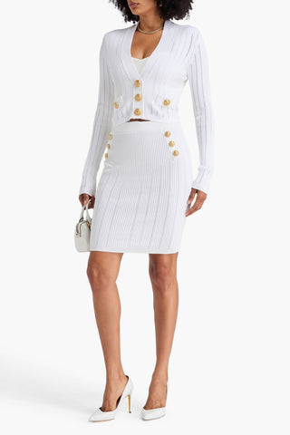 BALMAIN RIBBED-KNIT MINI SKIRT - Size 38