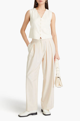 MAJE PLEATED CREPE WIDE-LEG PANTS - Size 40