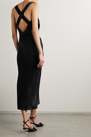 KHAITE MILO SILK-SATIN MIDI DRESS - Size 6