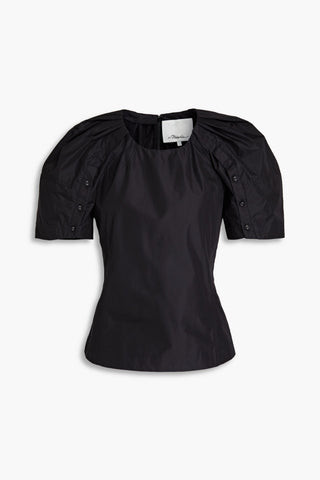 3.1 PHILLIP LIM BLOOM RUCHED COTTON-BLEND POPLIN TOP - Size 0