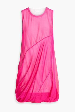 HELMUT LANG GATHERED SILK-CHIFFON MINI DRESS - Size S