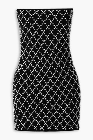 RETROFÊTE FELICITY STRAPLESS EMBELLISHED SHIRRED CHIFFON MINI DRESS - Size L