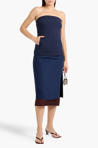 NORMA KAMALI STRAPLESS FRENCH COTTON-BLEND TERRY TOP - Size 42