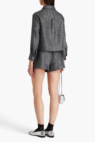MAJE SEQUIN-EMBELLISHED METALLIC TWEED SHORTS - Size 38
