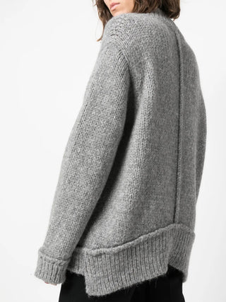 Tom Ford Bouclé Knit Deep V-Neck Sweater Grey