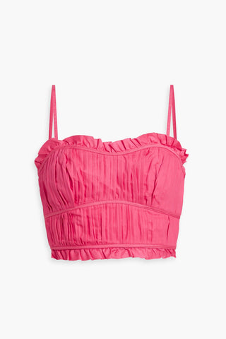 AJE. PEPPER CROPPED PLEATED COTTON-POPLIN TOP - Size 10