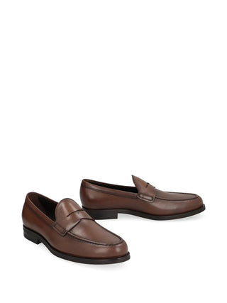 Tods Polished Leather Loafers Brown