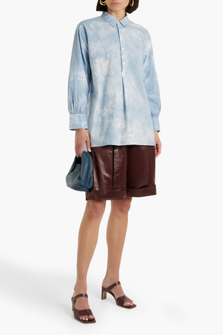 NILI LOTAN AMBROISE TIE-DYED CRINKLED COTTON TUNIC - Size S