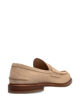 Brunello Cucinelli Tobacco Suede Penny Loafers