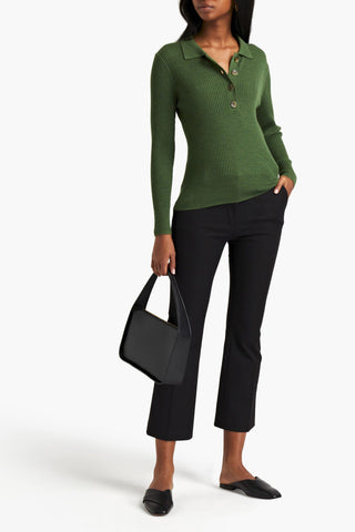 FRAME LE CROP MINI BOOT STRETCH-COTTON TWILL BOOTCUT PANTS - Size 0